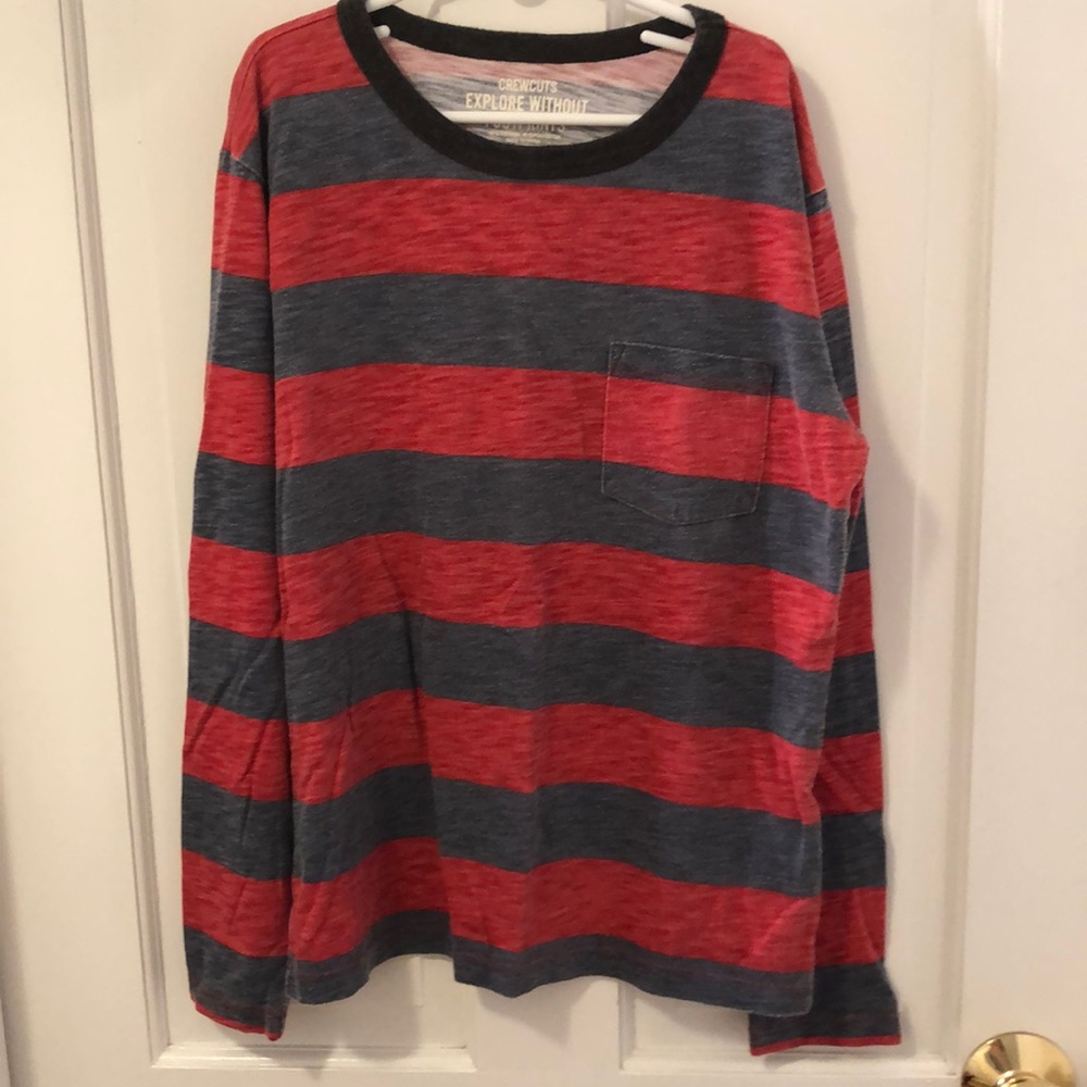 Crewcuts red and gray rugby striped long sleeve T-shirt